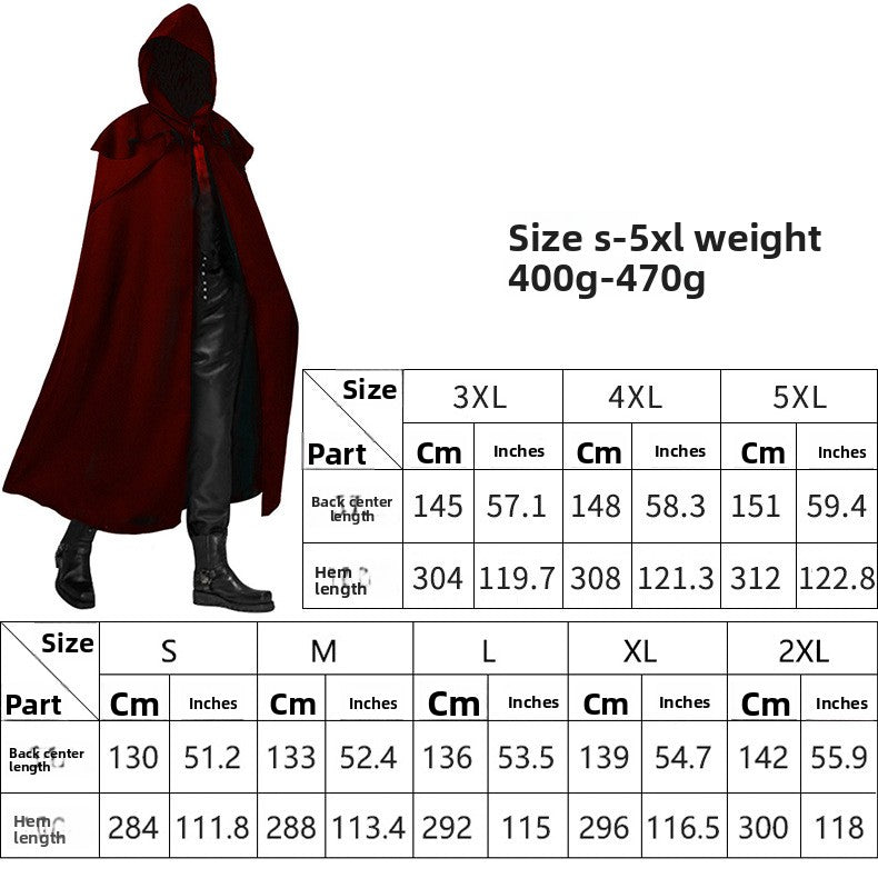 Gothic Long Coat with Hood For Halloween