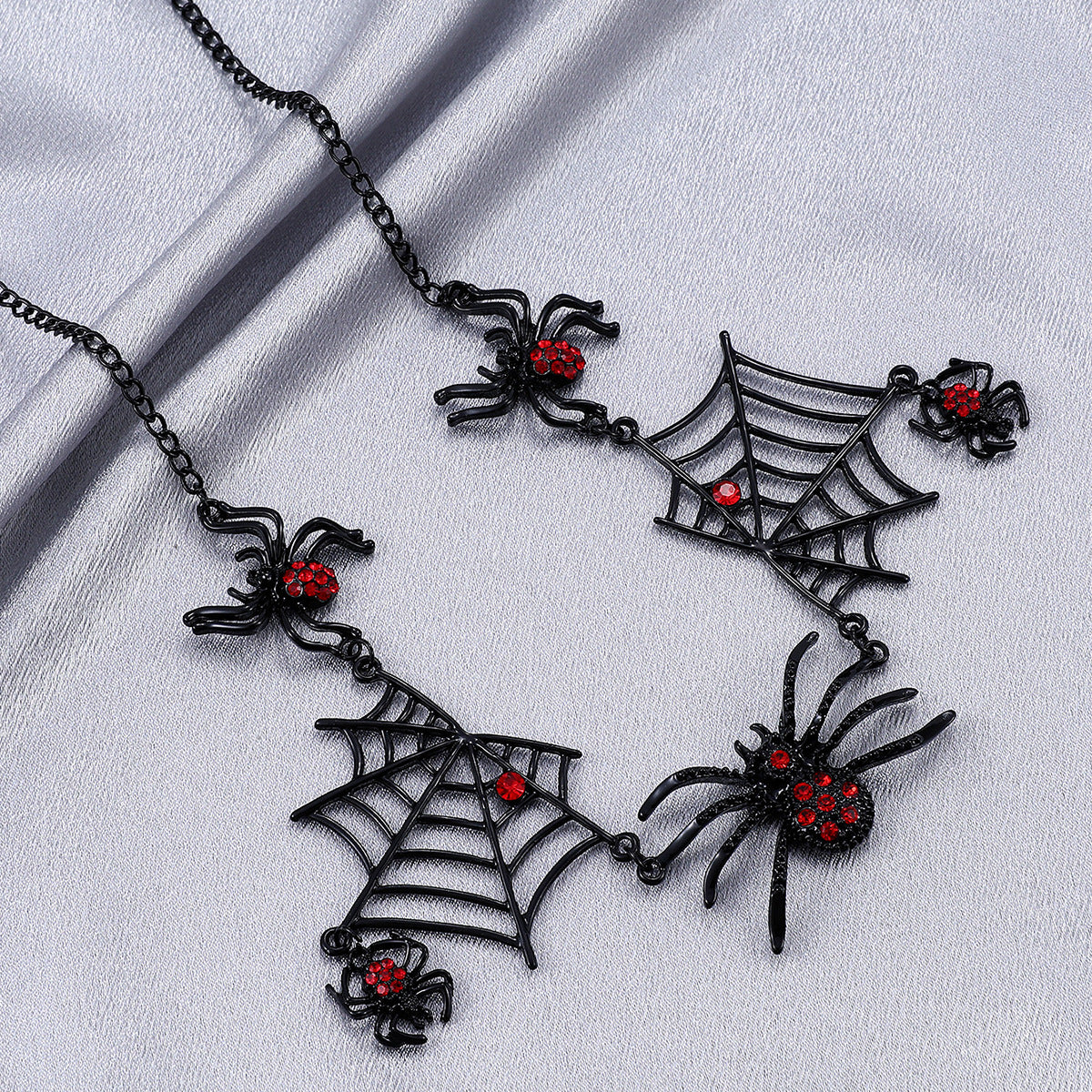 Gothic Black Spider Web Halloween Necklace