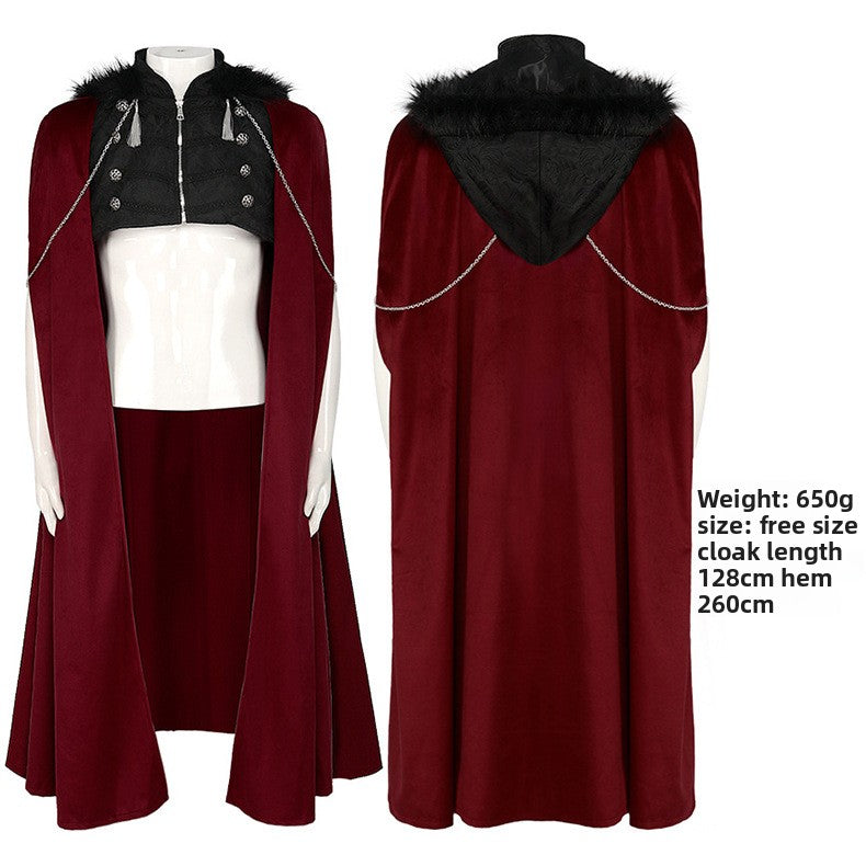 Gothic Long Coat with Hood For Halloween
