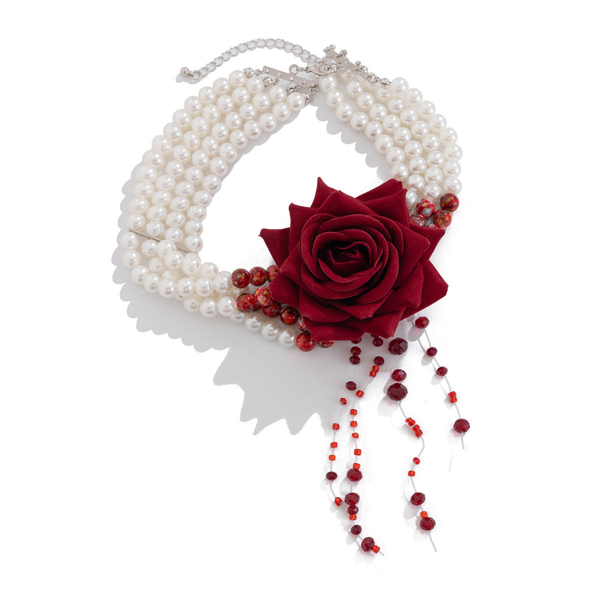 Halloween Dark Blood-Stained Pearl Beaded Necklace