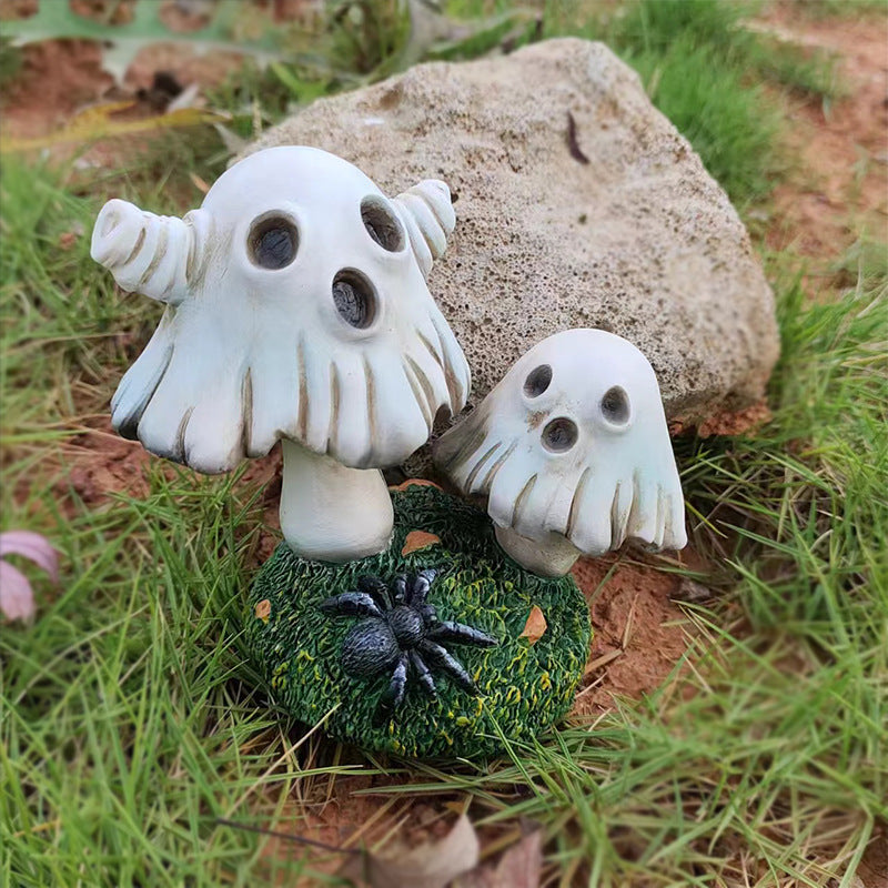 Halloween Ghost Mushroom Resin Decor