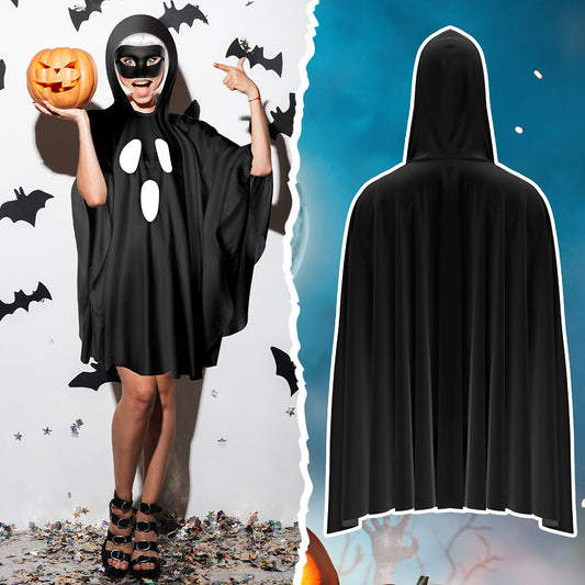 Halloween Party Women's Hooded Ghost Poncho