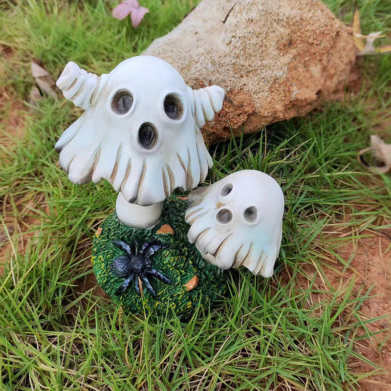 Halloween Ghost Mushroom Resin Decor