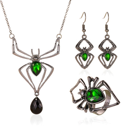 Gothic Black Spider Web Halloween Necklace