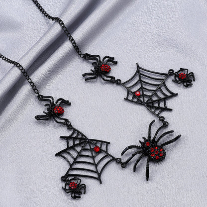 Gothic Black Spider Web Halloween Necklace