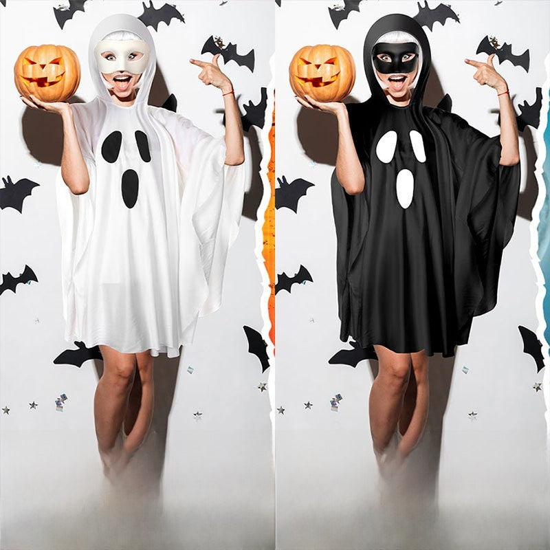 Halloween Party Women's Hooded Ghost Poncho