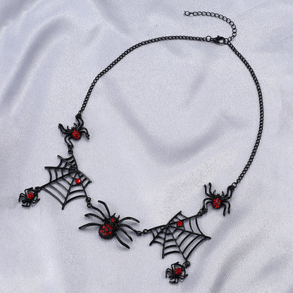 Gothic Black Spider Web Halloween Necklace