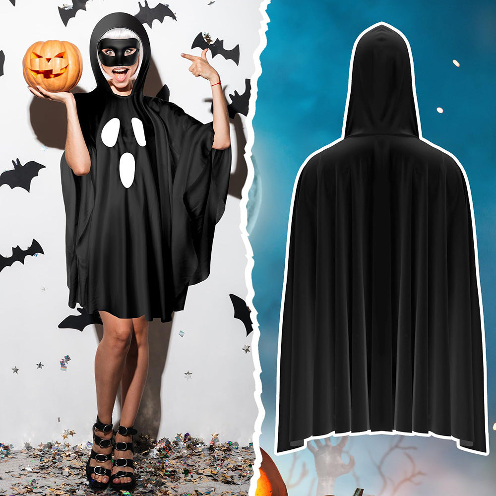 Halloween Party Women's Hooded Ghost Poncho