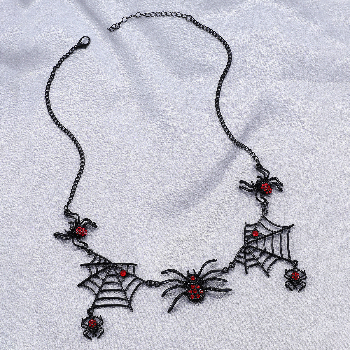 Gothic Black Spider Web Halloween Necklace