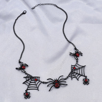 Gothic Black Spider Web Halloween Necklace