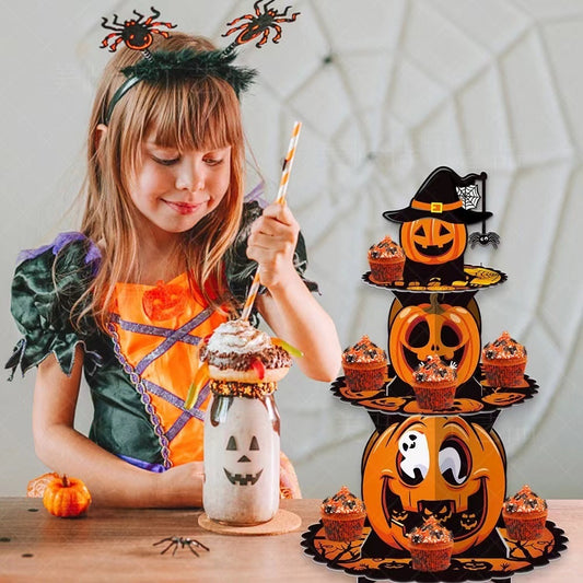 Halloween Decorative Pumpkin Multi-layer Cake Rackarty Dessert
