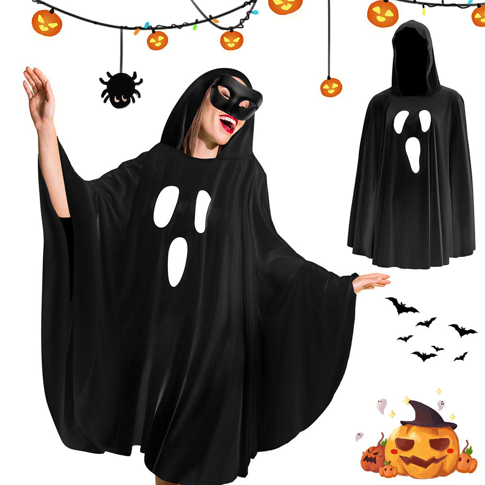 Halloween Party Women's Hooded Ghost Poncho