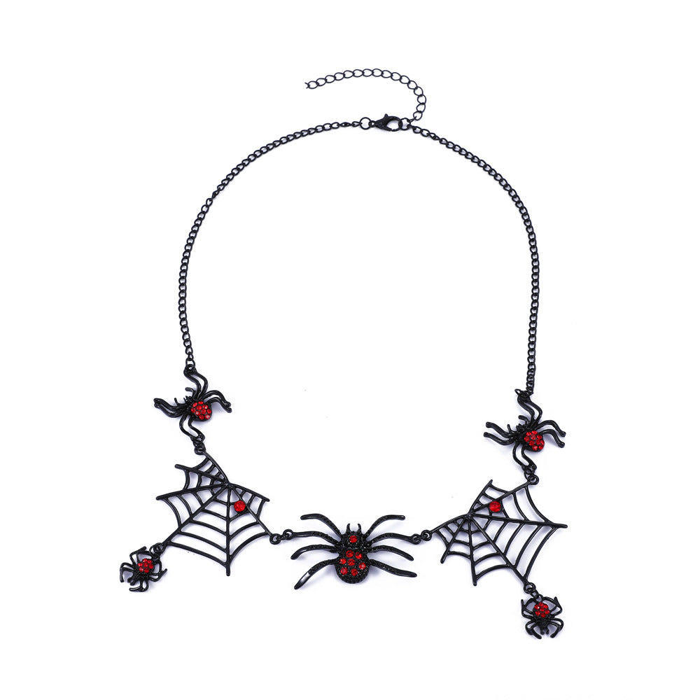 Gothic Black Spider Web Halloween Necklace
