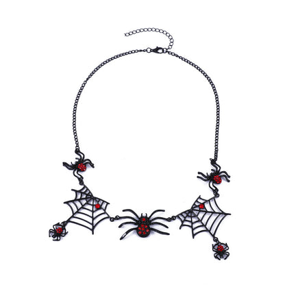Gothic Black Spider Web Halloween Necklace