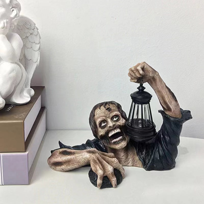 Halloween Zombie Lantern Resin Decoration