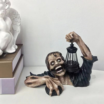 Halloween Zombie Lantern Resin Decoration