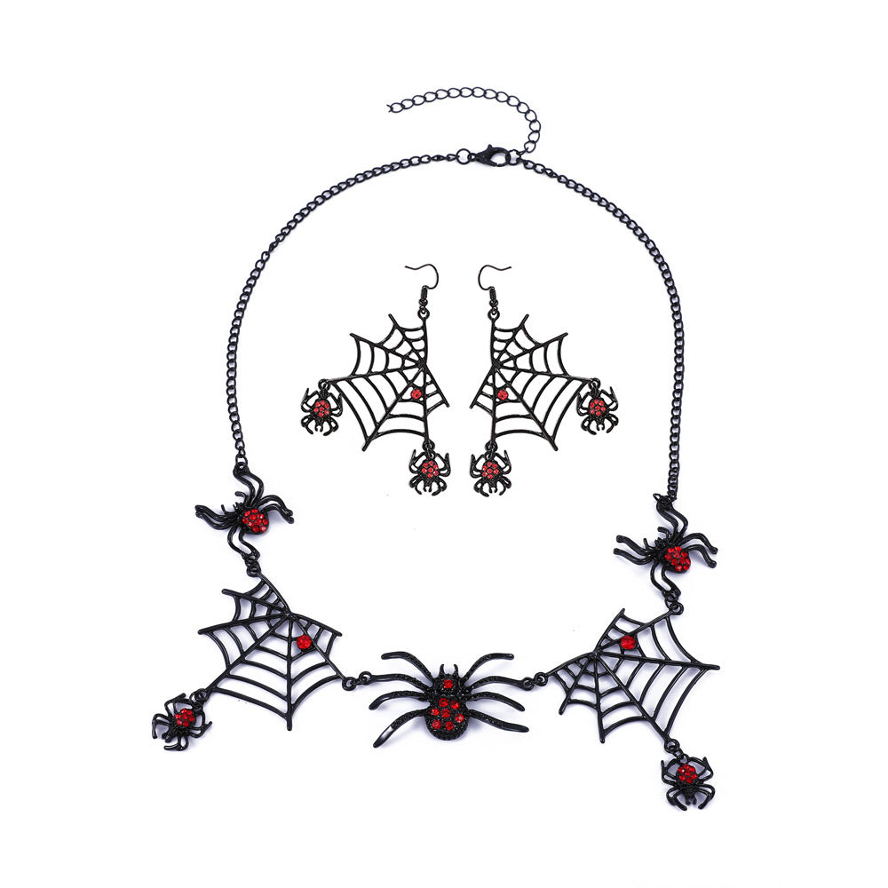 Gothic Black Spider Web Halloween Necklace