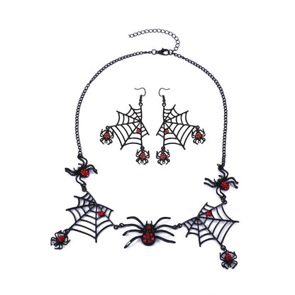 Gothic Black Spider Web Halloween Necklace