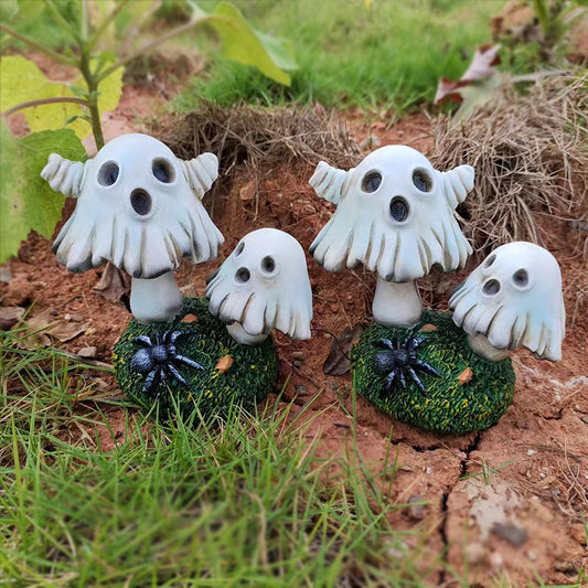 Halloween Ghost Mushroom Resin Decor