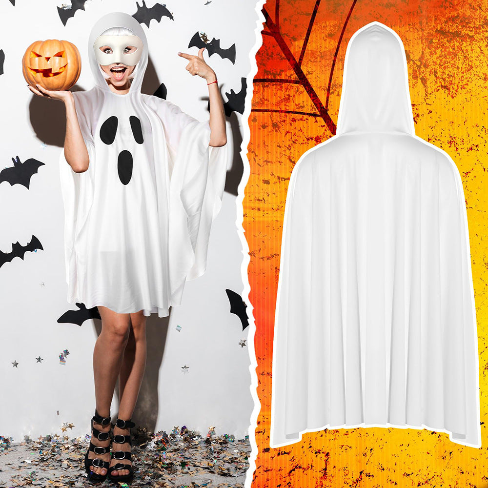 Halloween Party Women's Hooded Ghost Poncho