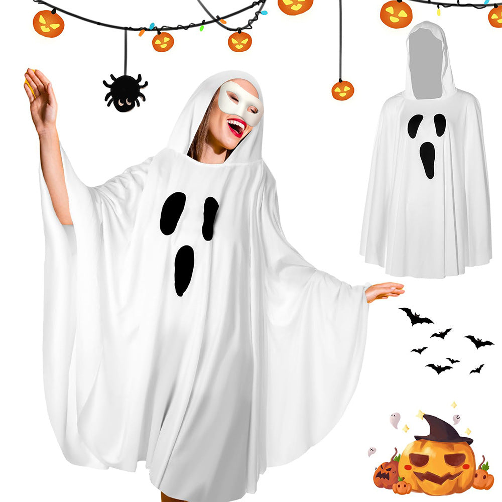 Halloween Party Women's Hooded Ghost Poncho