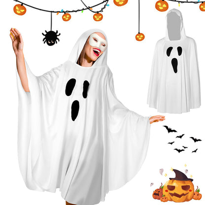 Halloween Party Women's Hooded Ghost Poncho